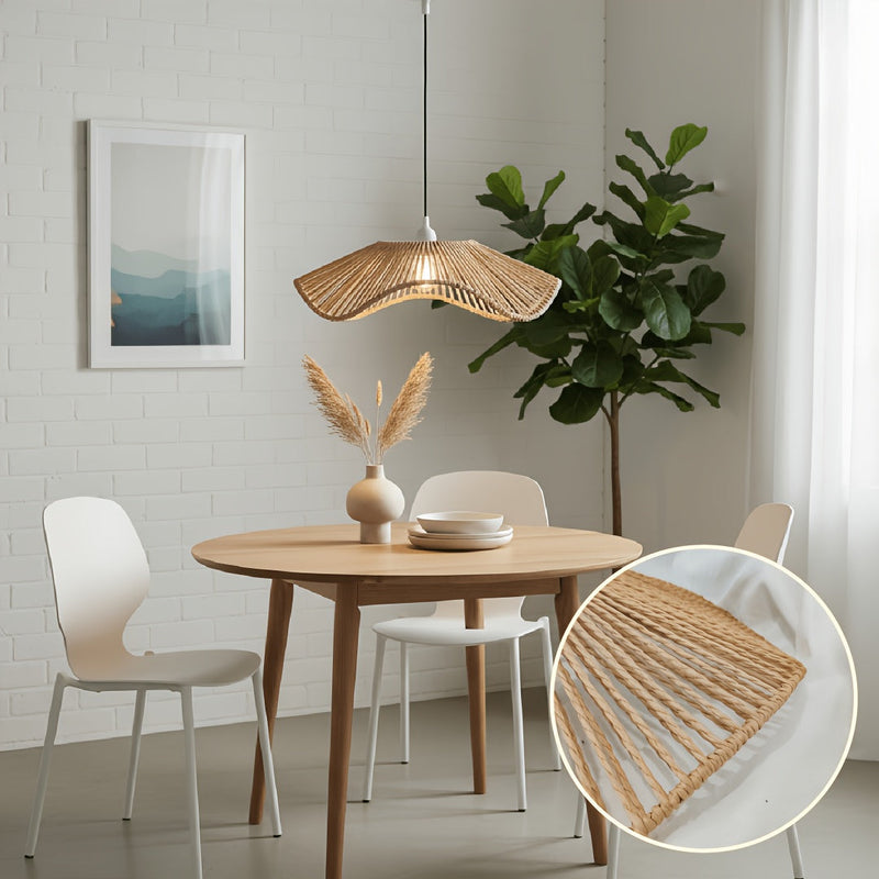 Velmora pendant lampshade – undulating woven design for rustic interiors