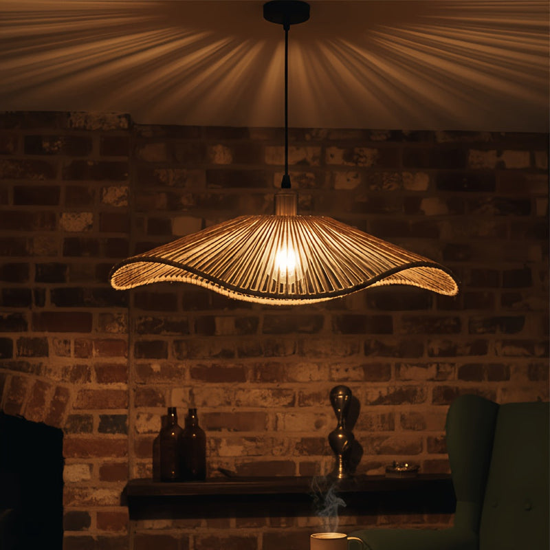 Velmora pendant lampshade – undulating woven design for rustic interiors