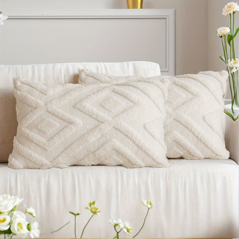 Averelle Cushion Covers – Boho Jacquard with Geometric Pattern