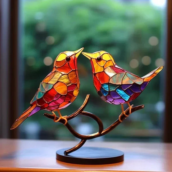 Avelisse Bird Figurine – Glass Sculpture with Colourful Design