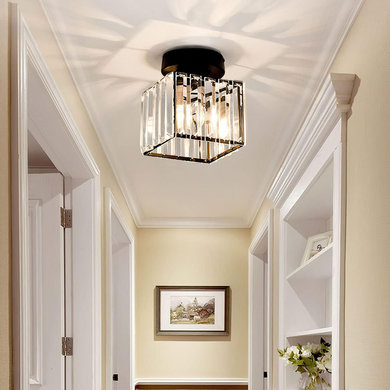 Aurelia Ceiling Lamp – Square Brass Design with Crystal Glass
