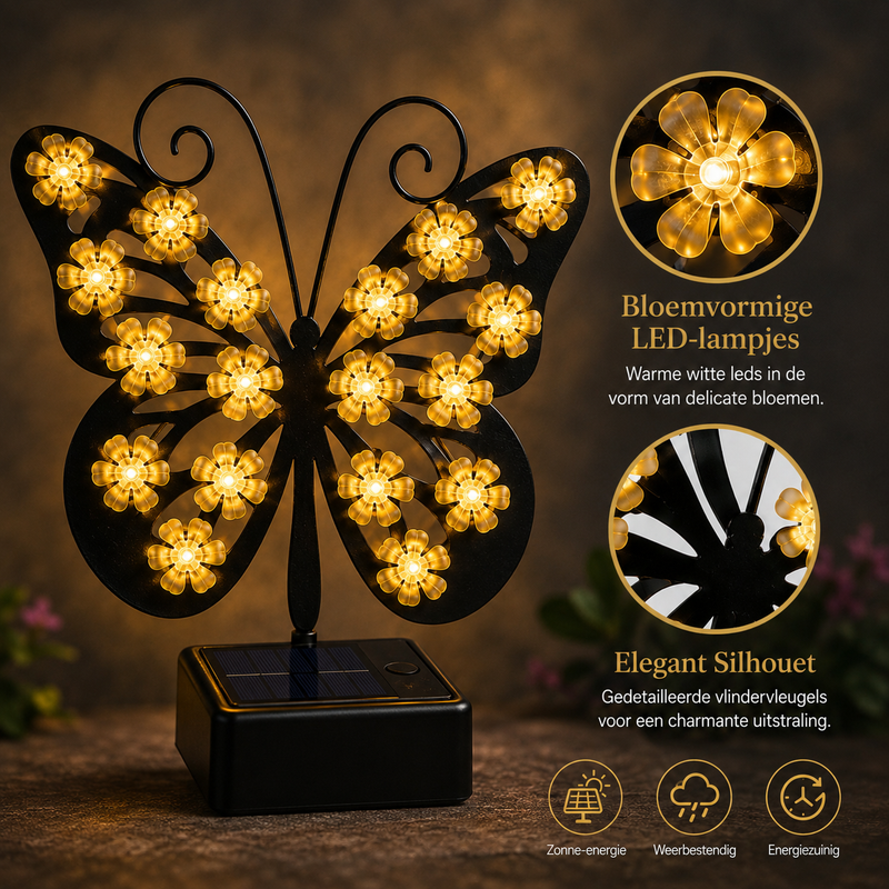 Aurevix Butterfly Outdoor Lamp – Solar LED with Twilight Sensor