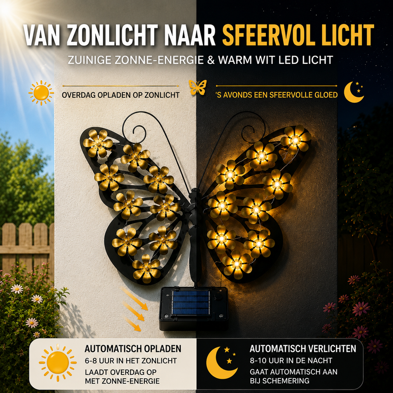 Aurevix Butterfly Outdoor Lamp – Solar LED with Twilight Sensor