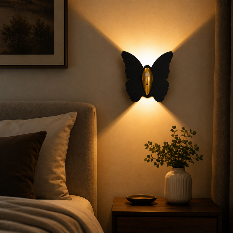 Lunavira Butterfly Wall Lamp – Wireless LED with Motion Sensor