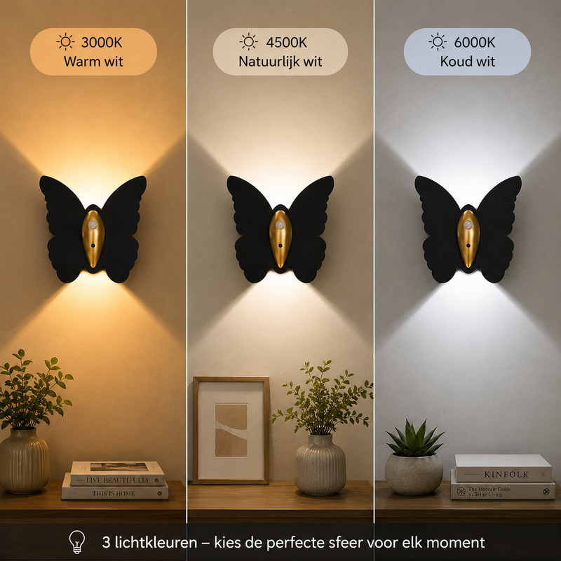 Lunavira Butterfly Wall Lamp – Wireless LED with Motion Sensor