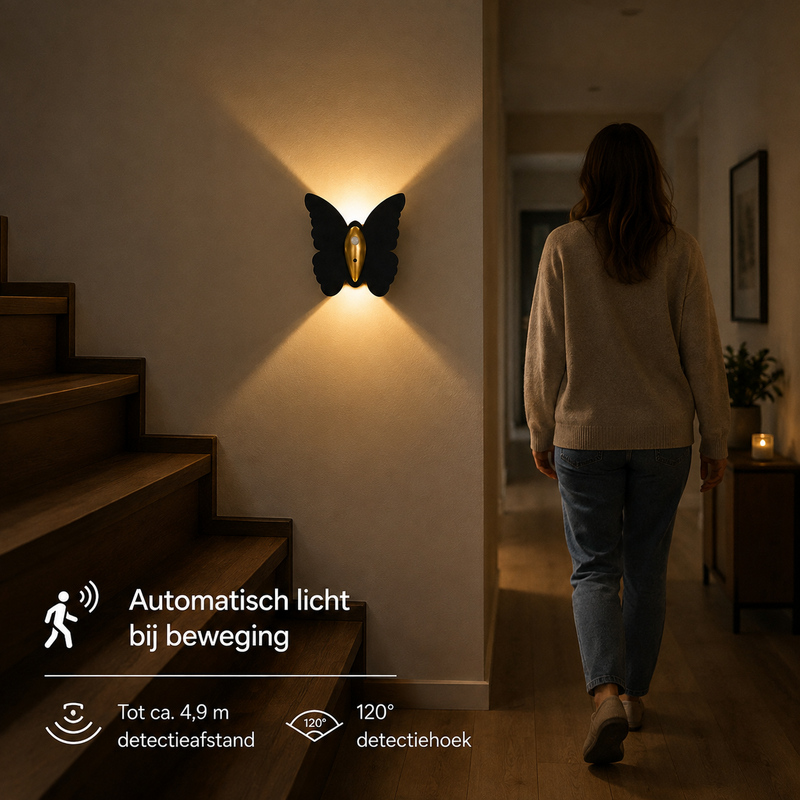 Lunavira Butterfly Wall Lamp – Wireless LED with Motion Sensor