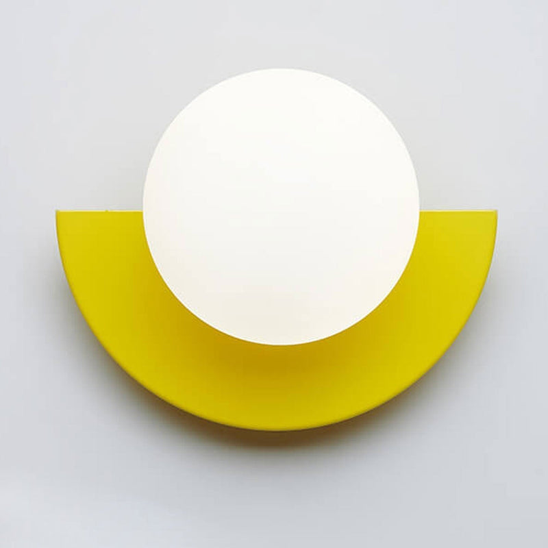 Calvessa Wall Lamp – Semi-Circular Design with Coloured Glass Sphere