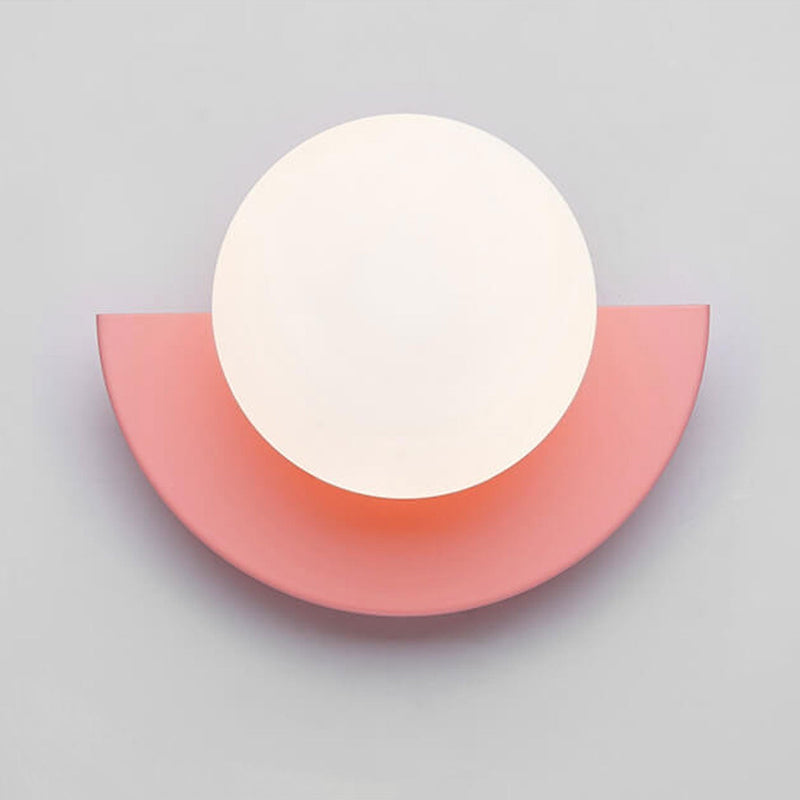 Calvessa Wall Lamp – Semi-Circular Design with Coloured Glass Sphere
