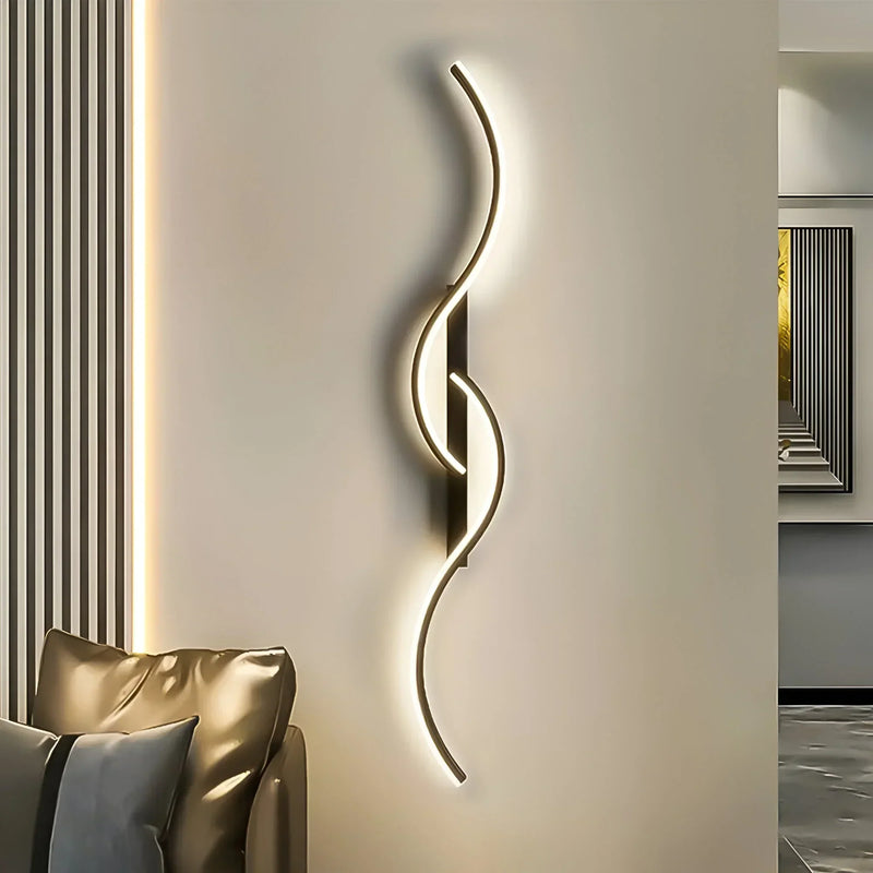 Modern Curved LED Wall Lamp for Indoor Use with Atmospheric Lighting