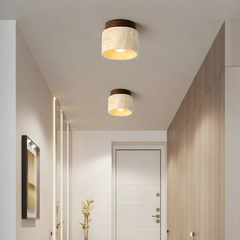 Vareston Ceiling Lamp – Cylindrical Travertine Design