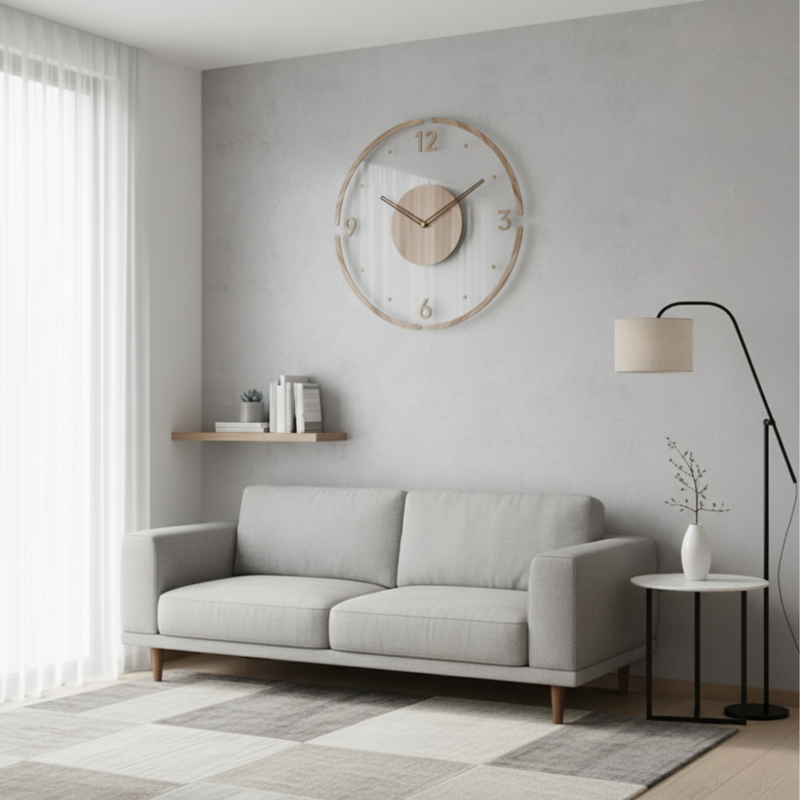 Avenora Wall Clock – Wood Design with Silent Quartz Movement