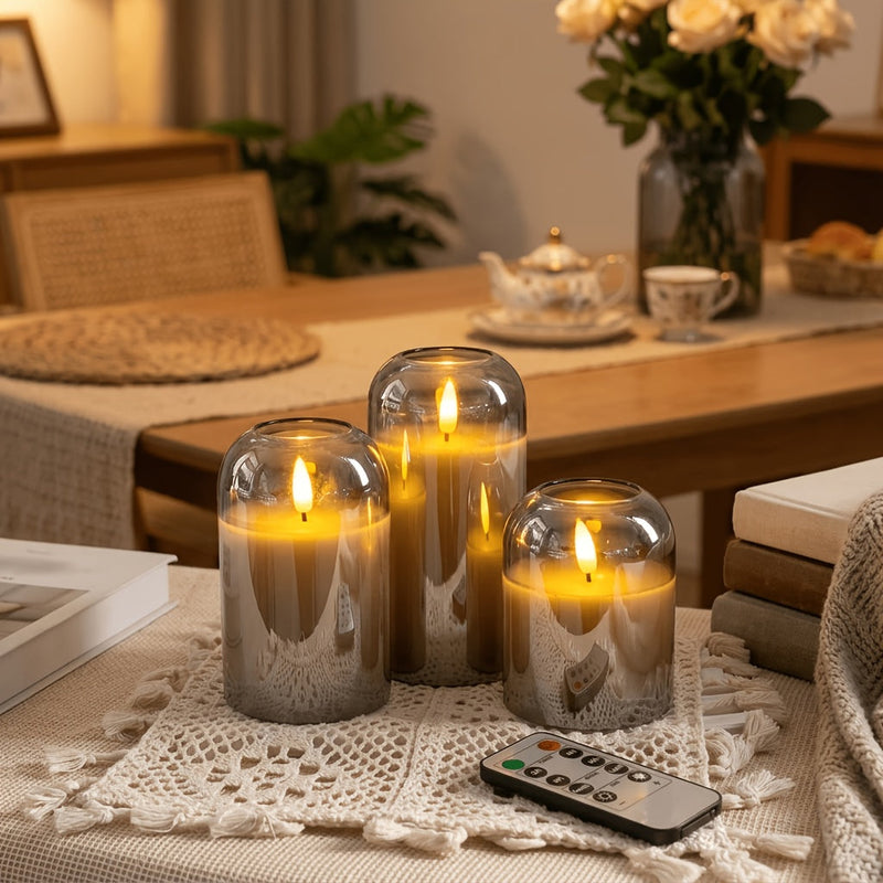 Velmira LED Candles – Set of 3 with 3D Wick Effect