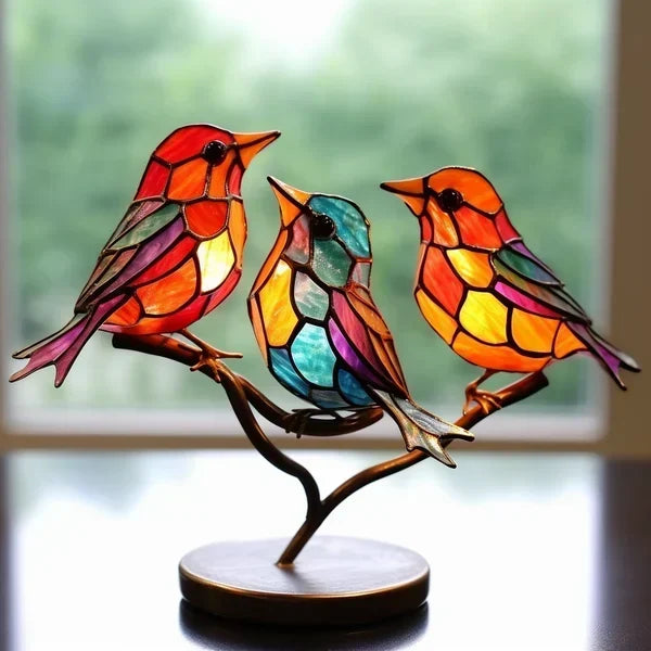 Avelisse Bird Figurine – Glass Sculpture with Colourful Design