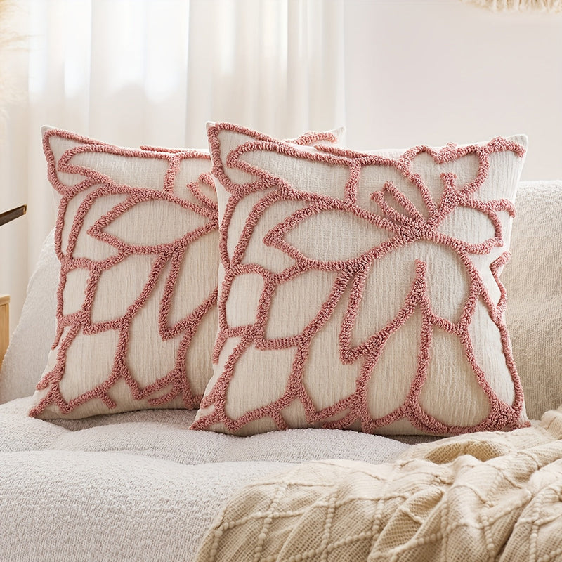 Elvoria Cushion Covers – 2-Pack with Tufted Rose Embroidery