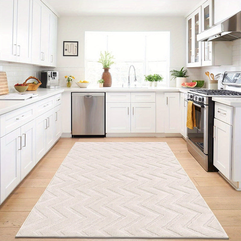 Aurevane Rug – Beige High-Pile Design with Jacquard Structure