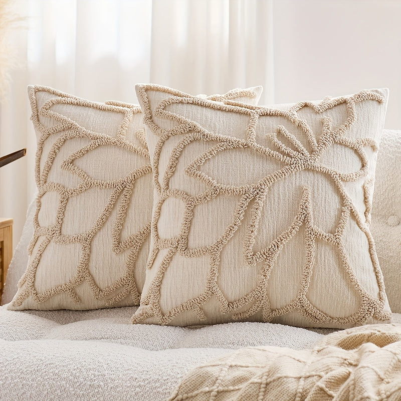 Elvoria Cushion Covers – 2-Pack with Tufted Rose Embroidery