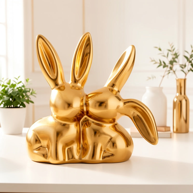 Averelle Rabbit Figurine – Gold-Coloured Sculpture