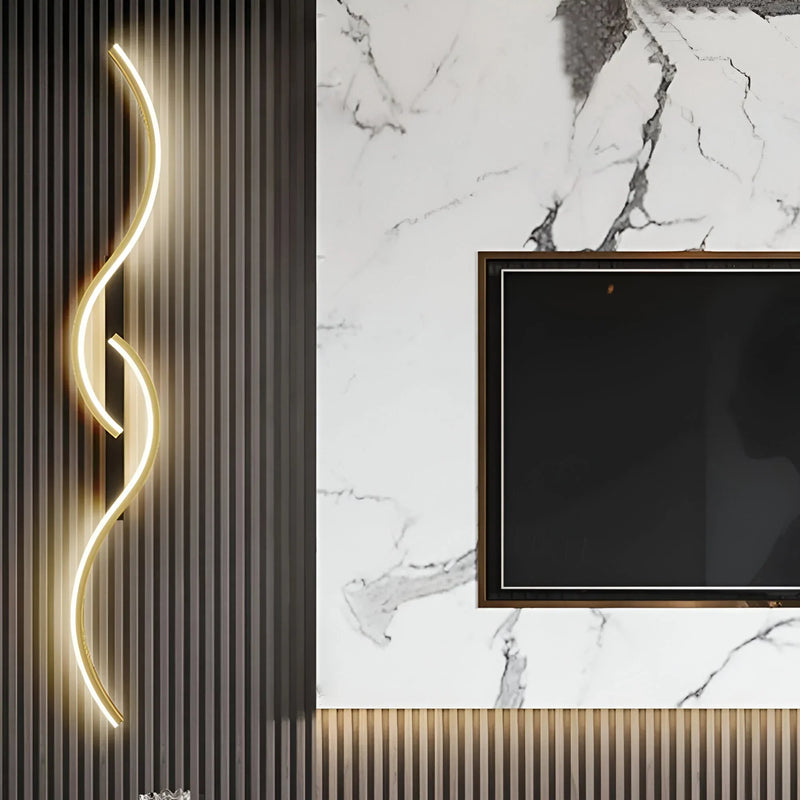 Modern Curved LED Wall Lamp for Indoor Use with Atmospheric Lighting