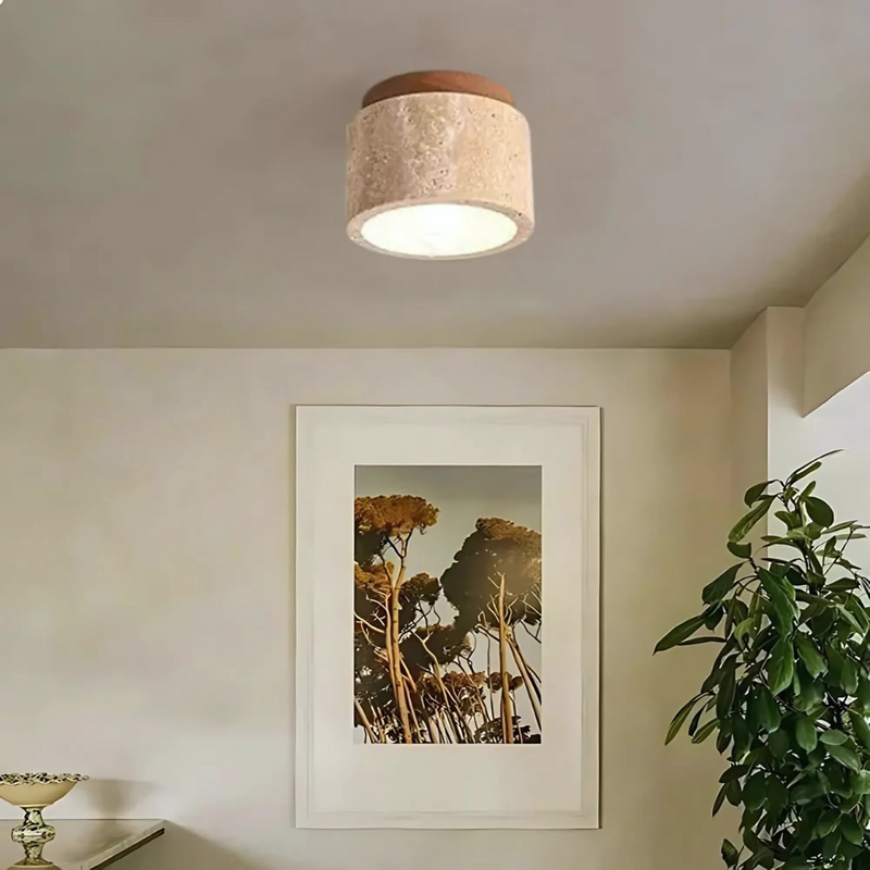 Vareston Ceiling Lamp – Cylindrical Travertine Design