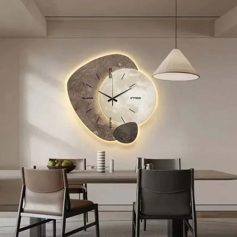Orelvyn Wall Clock – Wooden Design with Soft LED Lighting