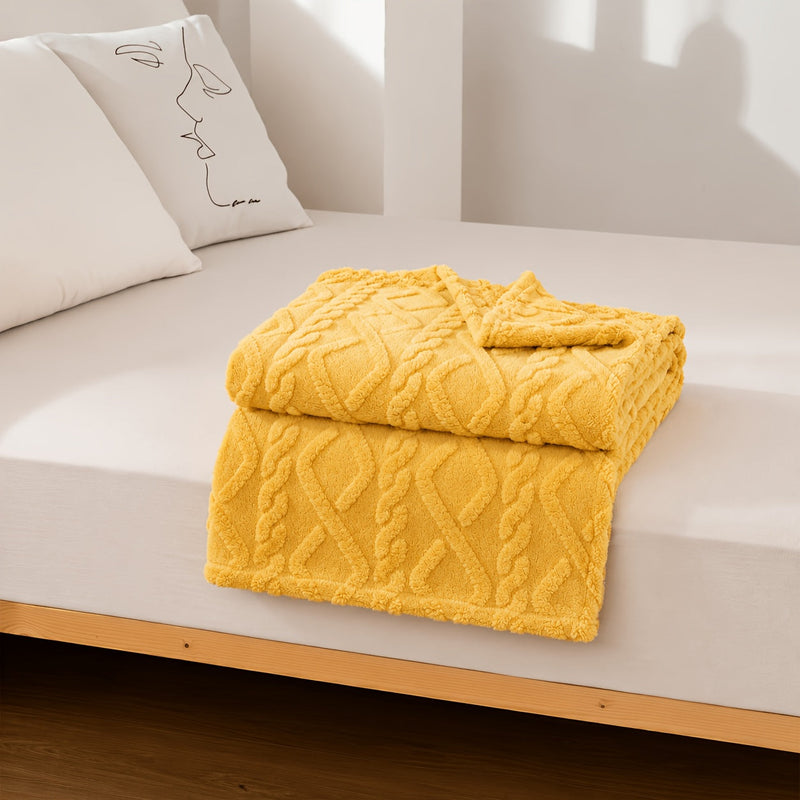 Sorvane Throw – Knitted Relief Design for Warmth