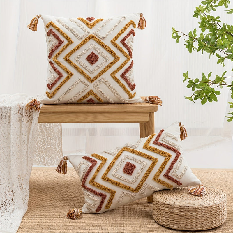 Zavelle Cushion Cover – Geometric Bohemian Embroidery