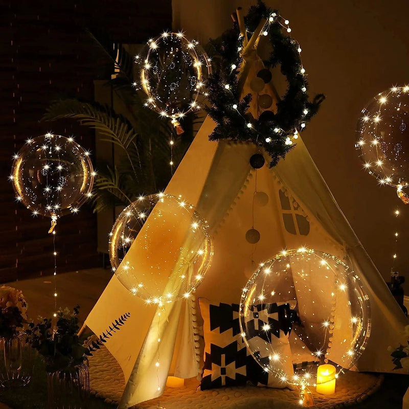 Lunavaro LED Balloons – Transparent Design with Warm White Light Wire