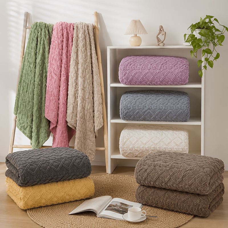 Sorvane Throw – Knitted Relief Design for Warmth