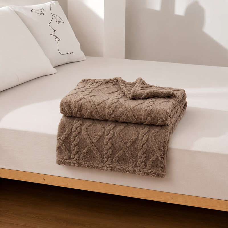 Sorvane Throw – Knitted Relief Design for Warmth