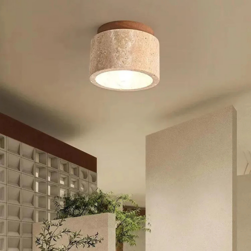 Vareston Ceiling Lamp – Cylindrical Travertine Design