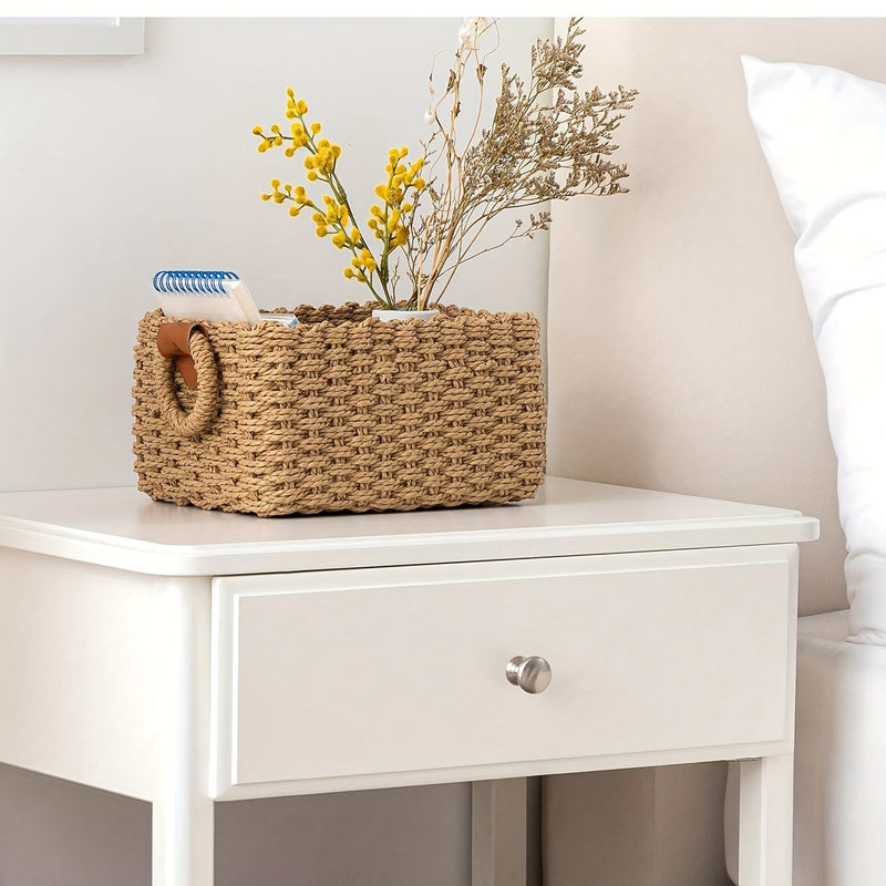 Brevana Boho-Style Storage Baskets – Set of 3 with Handles