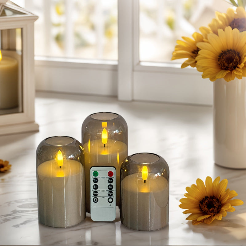 Velmira LED Candles – Set of 3 with 3D Wick Effect