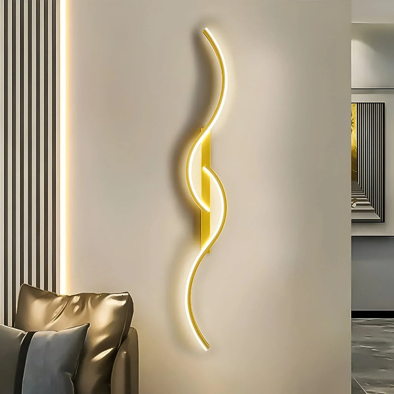 Modern Curved LED Wall Lamp for Indoor Use with Atmospheric Lighting