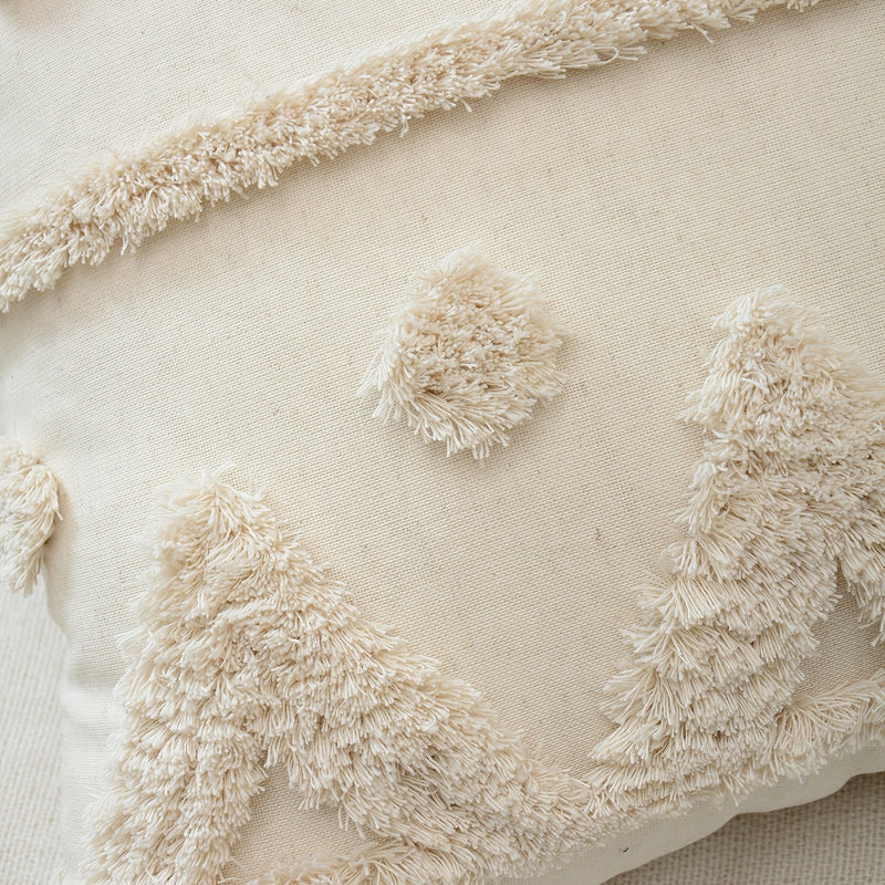 Marvella Cushion Cover – Geometric Embroidery with Tassel Trim