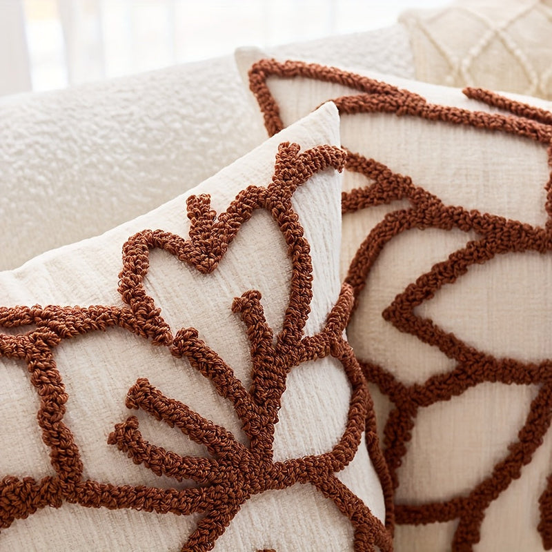 Elvoria Cushion Covers – 2-Pack with Tufted Rose Embroidery