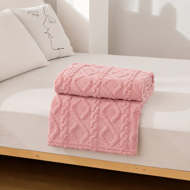 Sorvane Throw – Knitted Relief Design for Warmth