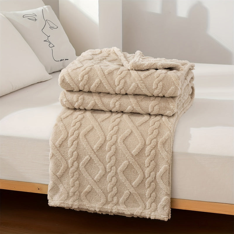 Sorvane Throw – Knitted Relief Design for Warmth