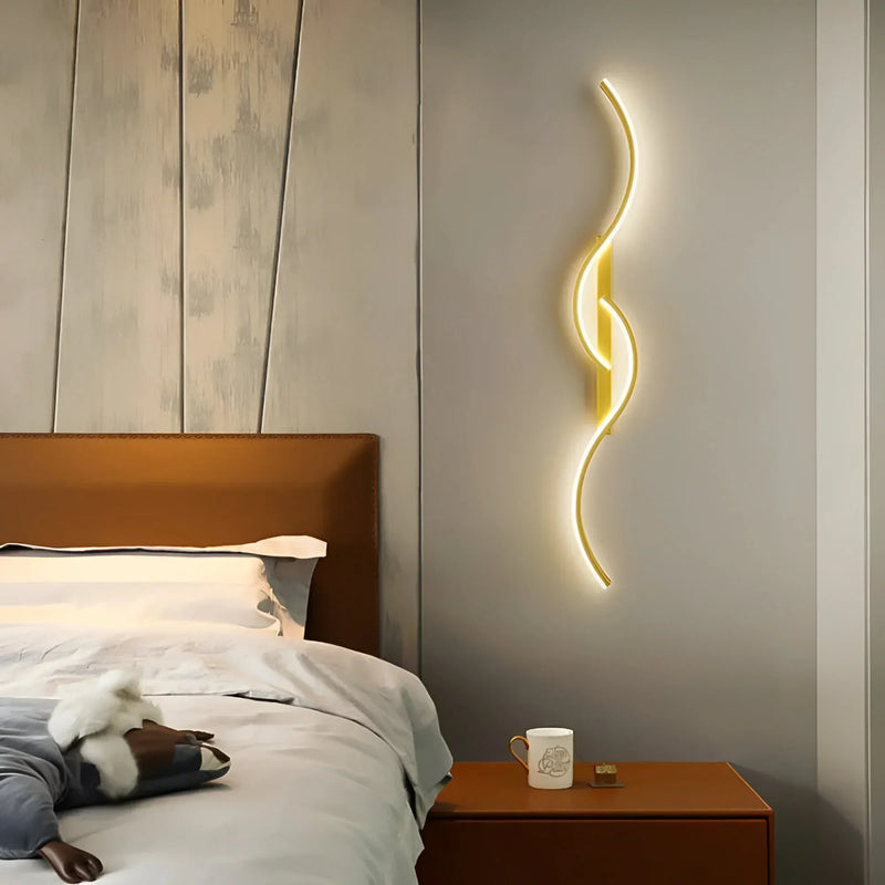 Modern Curved LED Wall Lamp for Indoor Use with Atmospheric Lighting