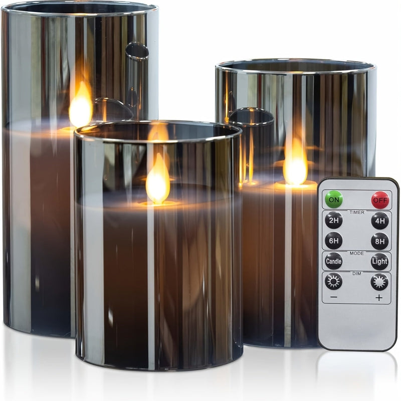 Lunavelle LED Candles – Set of 3 with Realistic Flickering Flame and Timer