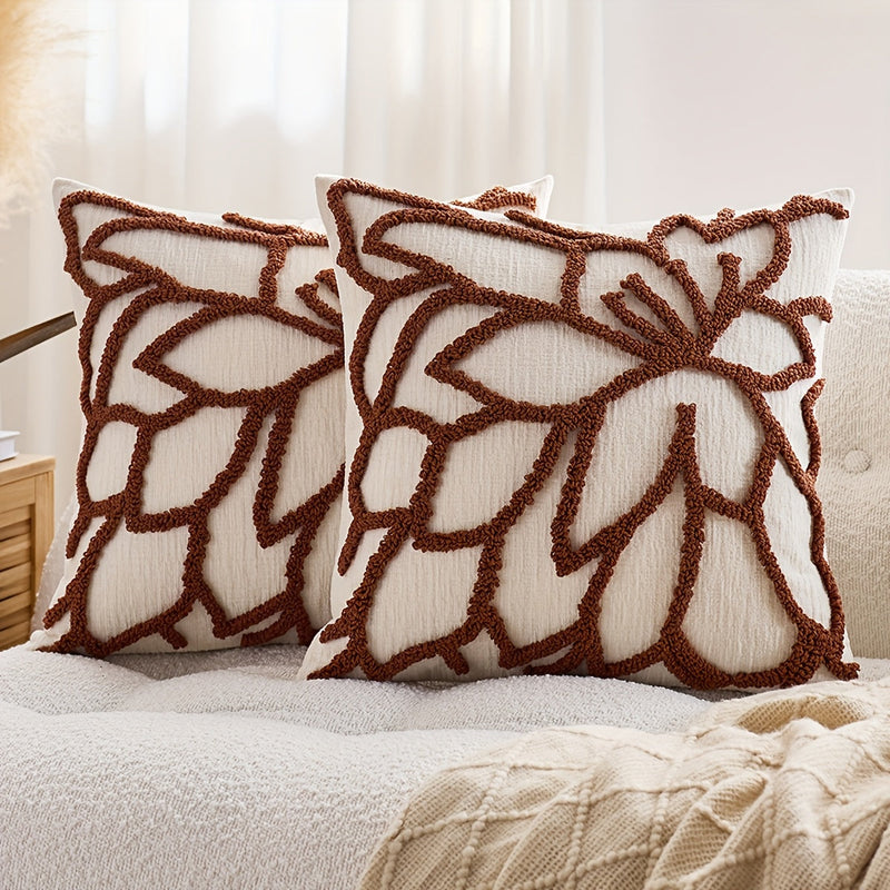 Elvoria Cushion Covers – 2-Pack with Tufted Rose Embroidery
