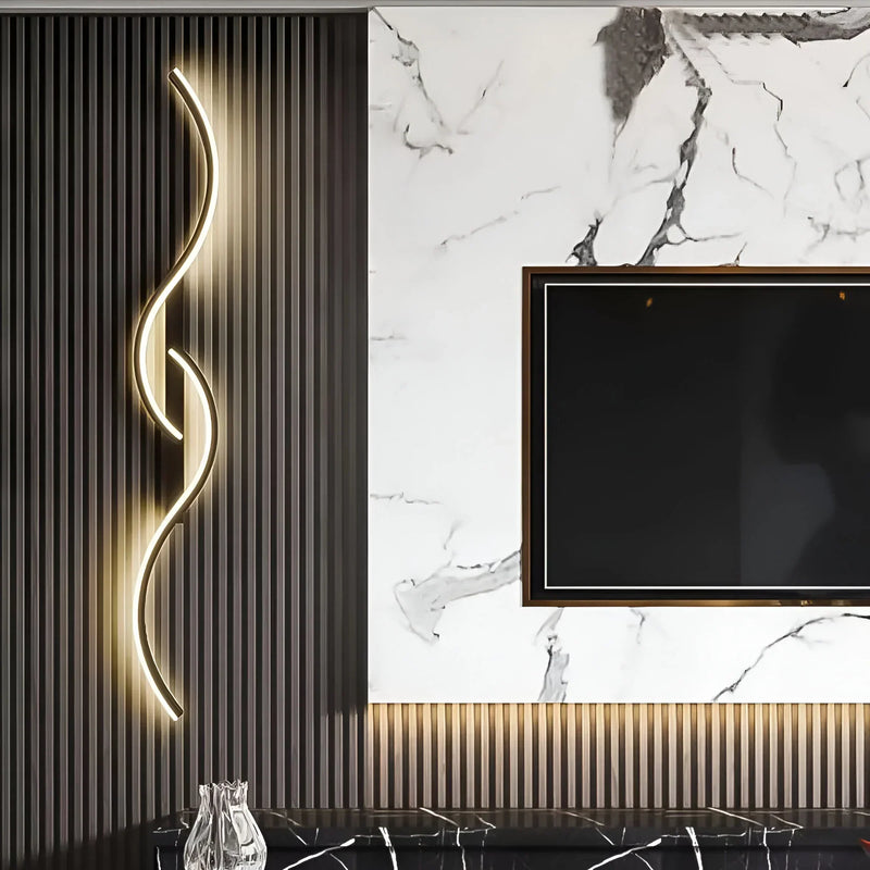 Modern Curved LED Wall Lamp for Indoor Use with Atmospheric Lighting