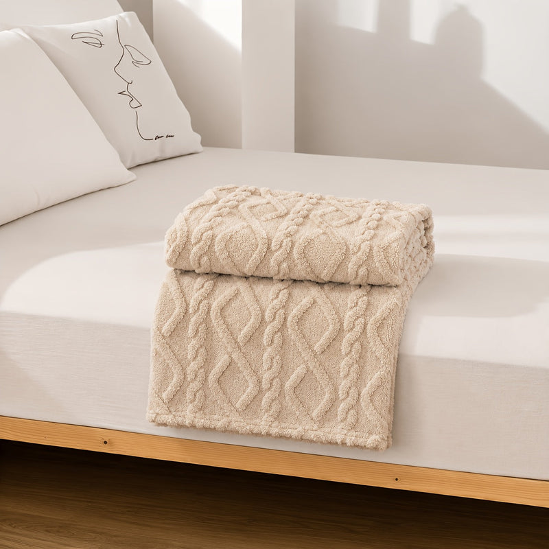Sorvane Throw – Knitted Relief Design for Warmth