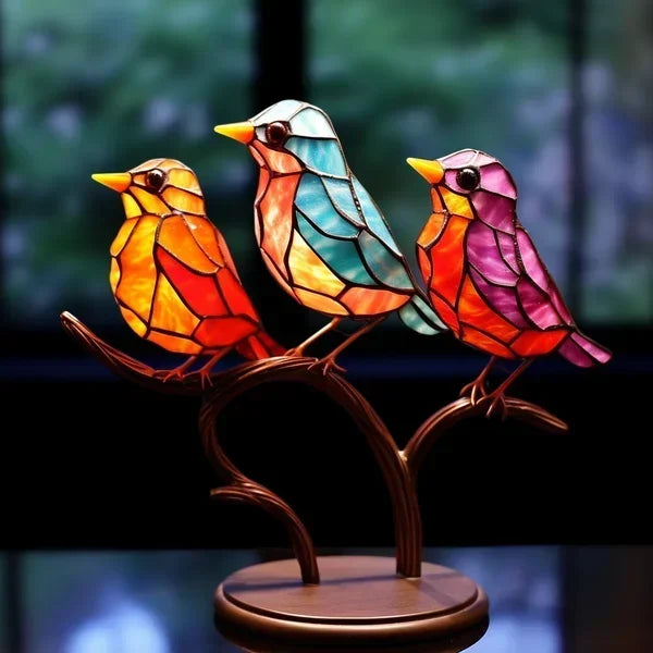 Avelisse Bird Figurine – Glass Sculpture with Colourful Design
