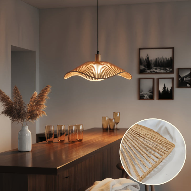 Velmora pendant lampshade – undulating woven design for rustic interiors