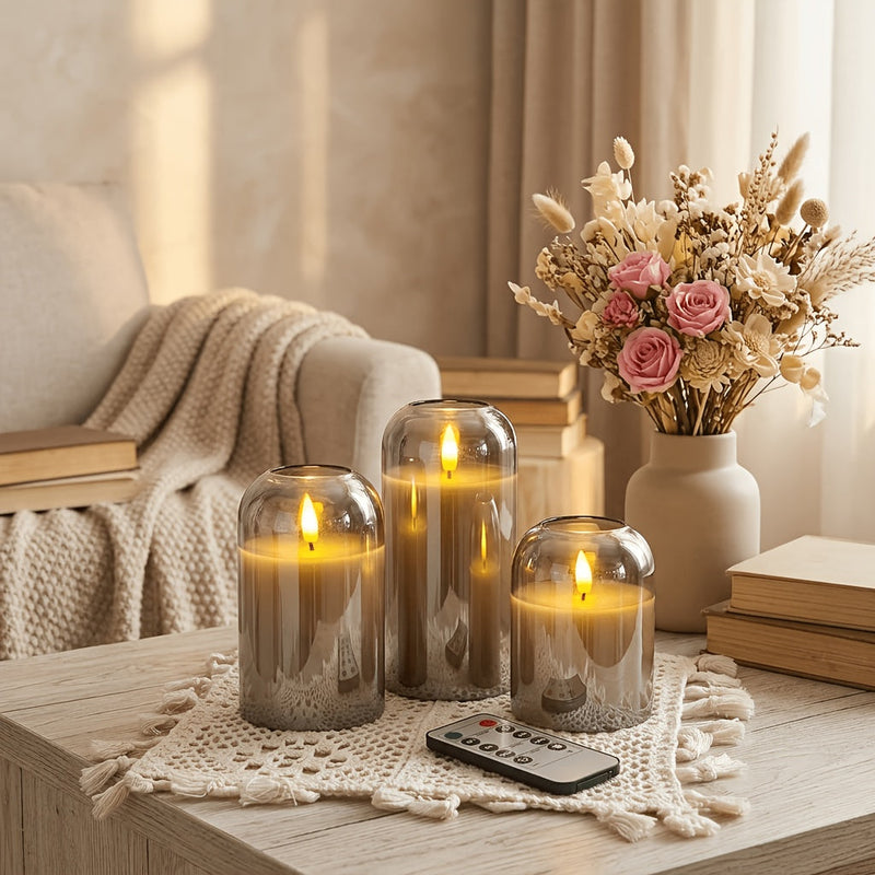 Velmira LED Candles – Set of 3 with 3D Wick Effect