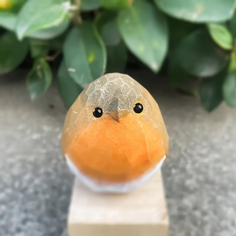 Brinovar Bird Figurine – Wooden Robin with Geometric Design