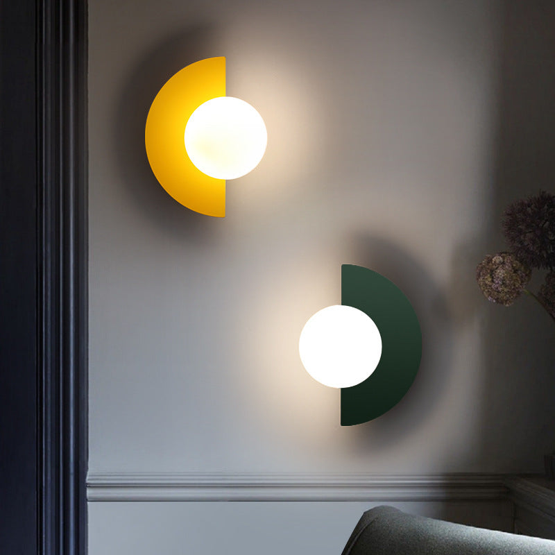 Calvessa Wall Lamp – Semi-Circular Design with Coloured Glass Sphere