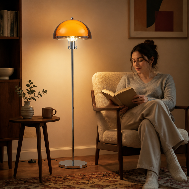 Veyloran Mushroom Floor Lamp – Retro Design with Pull Cord