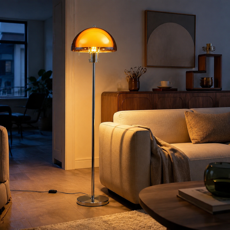 Veyloran Mushroom Floor Lamp – Retro Design with Pull Cord