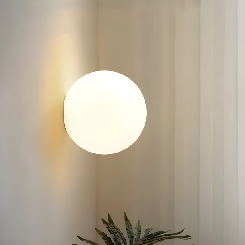 Lunaris Wall Lamp – Round Matt Glass with Scandinavian Japandi Design